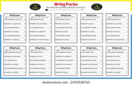 Simple sentence tracing worksheets for children