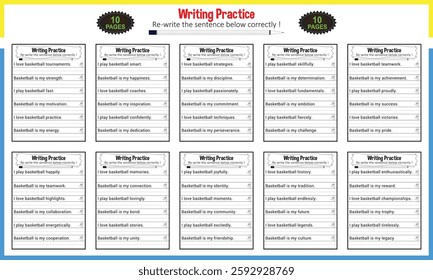 Simple sentence tracing worksheets for children
