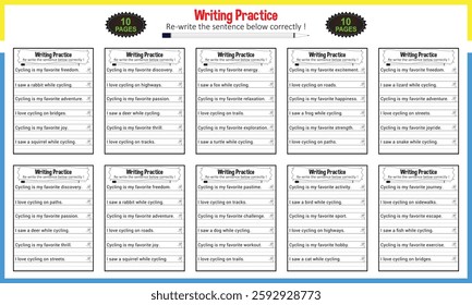 Simple sentence tracing worksheets for children