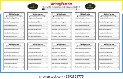 Simple sentence tracing worksheets for children