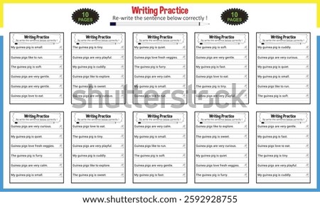Simple sentence tracing worksheets for children