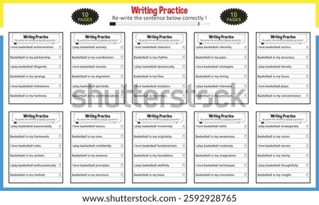 Simple sentence tracing worksheets for children