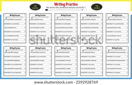 Simple sentence tracing worksheets for children
