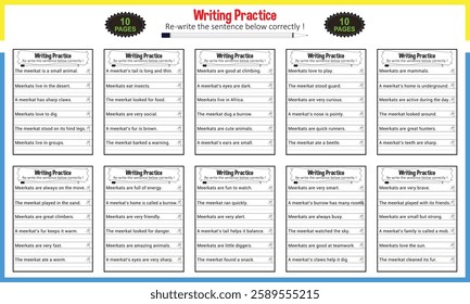 Simple sentences for Kindergarten printable worksheet PDF 
