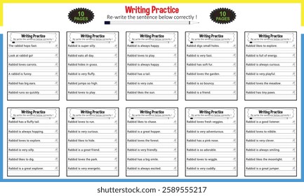 Simple sentences for Kindergarten printable worksheet PDF 