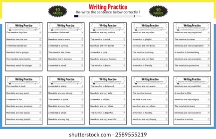 Simple sentences for Kindergarten printable worksheet PDF 