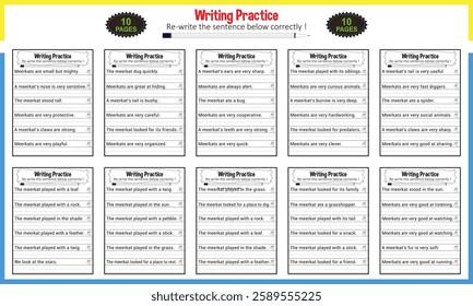 Simple sentences for Kindergarten printable worksheet PDF 