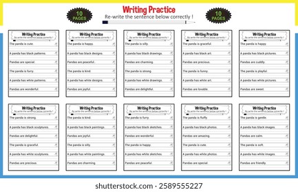 Simple sentences for Kindergarten printable worksheet PDF 