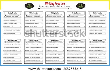 Simple sentences for Kindergarten printable worksheet PDF 