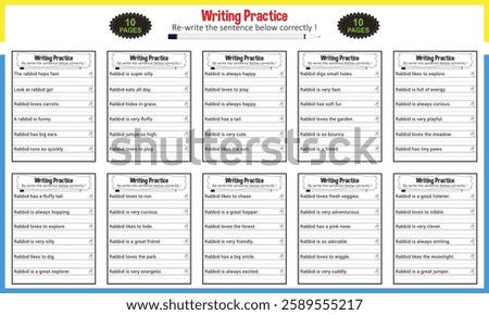 Simple sentences for Kindergarten printable worksheet PDF 