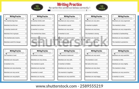 Simple sentences for Kindergarten printable worksheet PDF 