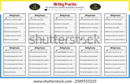 Simple sentences for Kindergarten printable worksheet PDF 