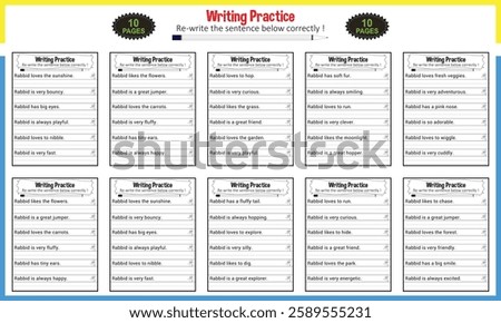 Simple sentences for Kindergarten printable worksheet PDF 