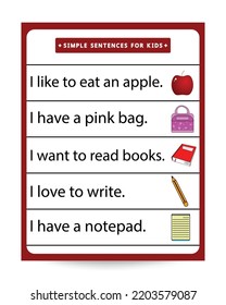  Simple sentences learning for kids 