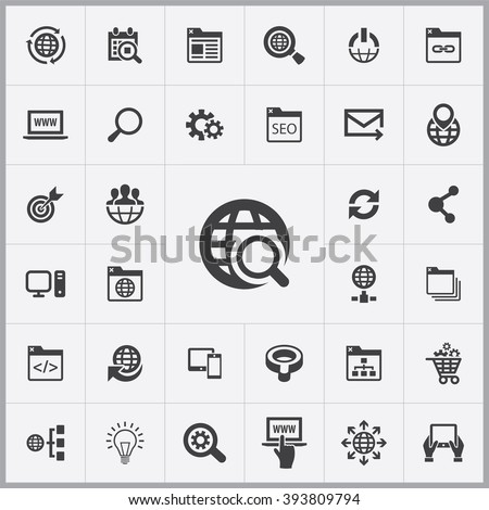 Simple seo icons set. Universal seo icon to use for web and mobile UI, set of basic seo elements 