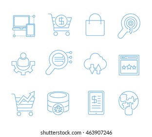 simple seo icons set, web and mobile UI