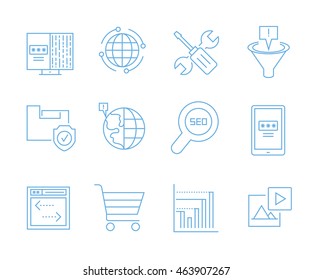 simple seo icons set, web and mobile UI