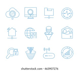 simple seo icons set, web and mobile UI