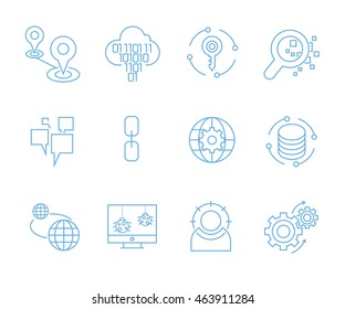 simple seo icons set and web service icons for for web and mobile UI