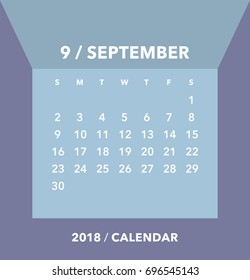 Simple September 2018 calendar. Week starts from Sunday.