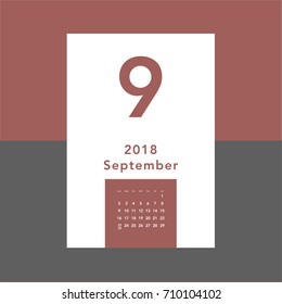 Simple September 2018 calendar. Week starts from Sunday.