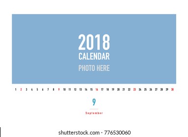 Simple September 2018 Photo calendar.