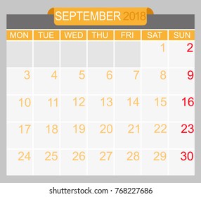 Simple September 2018 planner.