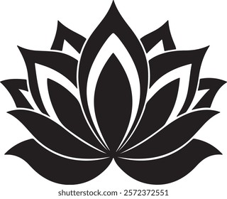 Simple and Serene Lotus Flower Silhouette Vector.