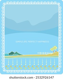 Simple serenity landscape illustration. Suitable for poster images, merchandise such as mugs, t-shirts, tote bags, mobile wallpapers, book covers, instagram posts, facebook covers.