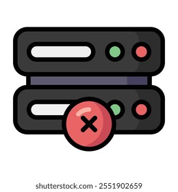 ícone colorido de Servidor Simples Desativado. O ícone pode ser usado para sites, modelos de impressão, modelos de apresentação, ilustrações, etc