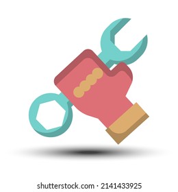 servicio simple icono plano, soporte y mantenimiento y relacionado con el fondo blanco