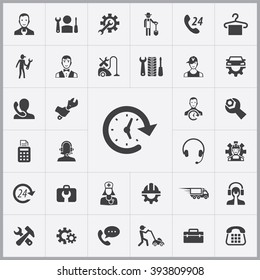 Simple service icons set. Universal service icons to use for web and mobile UI, set of basic UI service elements