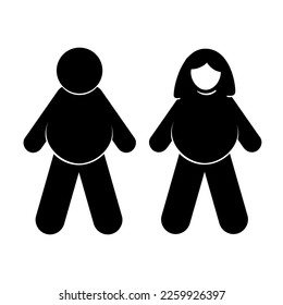 simple set 2, obesity stickman, man and woman
