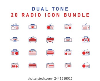 Conjunto Simple De 20 Iconos Del Vector De Radio Para La Web Aislada Sobre Fondo Blanco