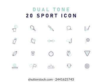 Conjunto Simple De 20 Iconos Vectoriales Deportivos Para Web Aislados Sobre Fondo Blanco