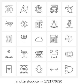 Simple Set of 25 Line Icons such as hand; sharing; restart; internet; network Vector Illustration
