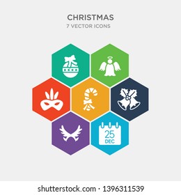 simple set of 25-dec, antlers, bells, candy canes icons, contains such as icons carnival mask, christmas angel, christmas ball and more. 64x64 pixel perfect. infographics vector