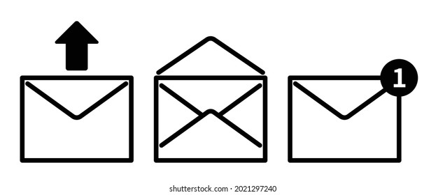 Ein einfacher Satz von 3 E-Mail-Symbolillustrationen.