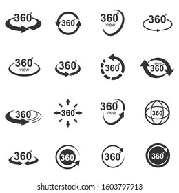 Simple Set of 360 Degree View Related Vector Icons, Angle 360 degree icon. Vector illustration.