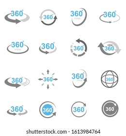 Simple Set of 360 Degree View Related Vector Icons, Angle 360 degree icon. Vector illustration.