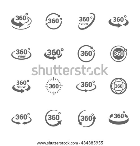 Simple Set of 360 Degree View Related Vector Icons for Your Design. 