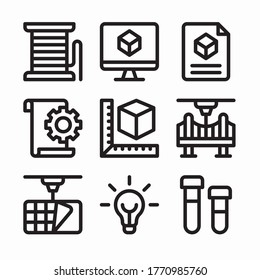 Simple Set 3D Printing Vector line Icons