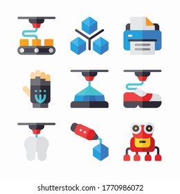 Simple Set 3D Printing Vector Color Icons