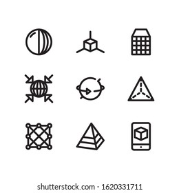 Simple Set of 3d Shapes Related Vector Line Icons