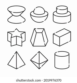 Simple Set 3D Shapes Vector line Icons