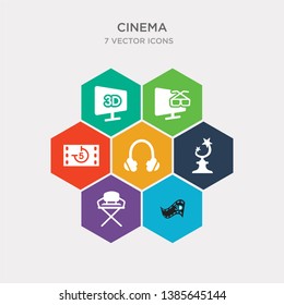 simple set of 3d video, director film chair, trophy with a star, headphone icons, contains such as icons movie countdown, 3 dimension screen, 3d movie and more. 64x64 pixel perfect. infographics