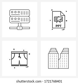 Simple Set of 4 Line Icons such as connect; ppt; memory; file type; presentation Vector Illustration