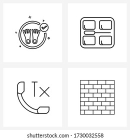 Simple Set of 4 Line Icons such as swimming; phone; games; eye shadow; virus Vector Illustration