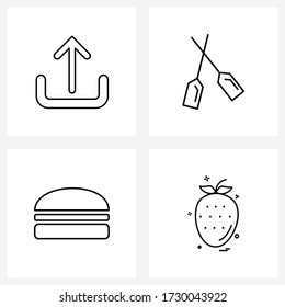 Simple Set of 4 Line Icons such as arrow; food; upload; paddle; junk food Vector Illustration