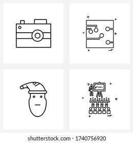 Simple Set of 4 Line Icons such as camera; festival; circuit; winters Vector Illustration